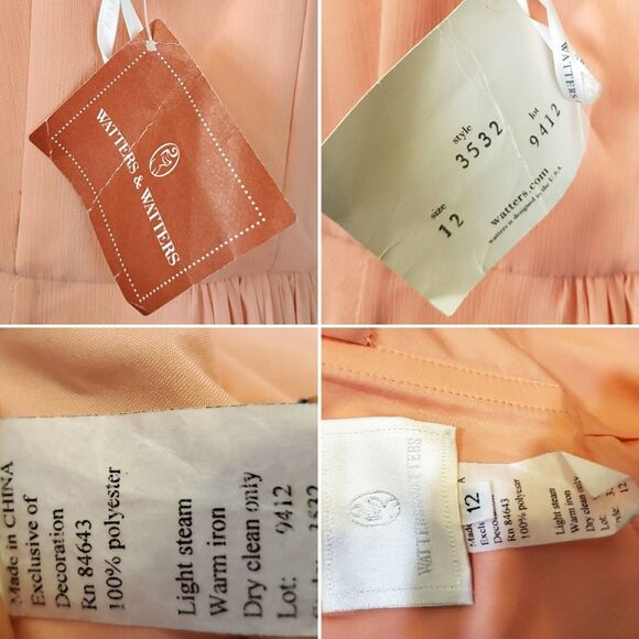 Watters fit & flare chiffon coral crossed hem Bridesmaids Mini knee length Dress - Picture 9 of 11